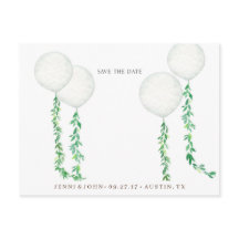 Globos de aire color agua decorados con branc verd