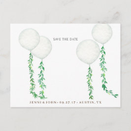 Postal Globos de aire color agua decorados con branc verd