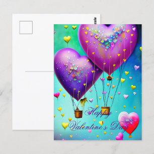 Postal Globos de aire de corazón lindo San Valentín