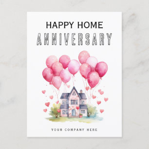Postal Globos de aniversario de hogar Feliz Corazones Inm