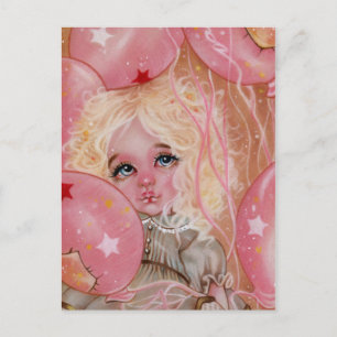 Postal Globos de Carnaval Pink Little Girl Postcard