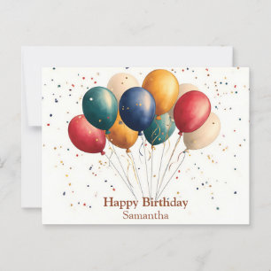 Postal Globos de Celebración Coloridos con Confeti