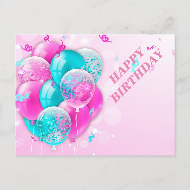 Postal Globos de Celebraciones Coloridas (Anverso)