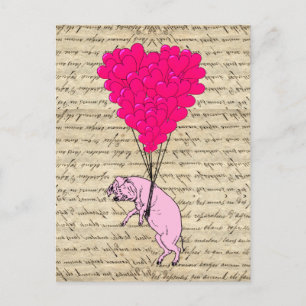 Postal Globos de cerdo y corazón