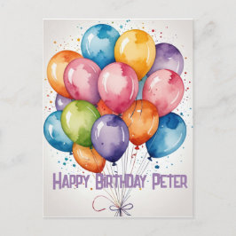 Postal Globos de cumpleaños felíz personalizados para inv