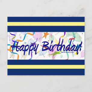 Postal Globos de Cumpleaños III   Blue Beach Song™ Tarjet