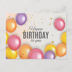 Postal Globos de cumpleaños modernos y divertidos con con
