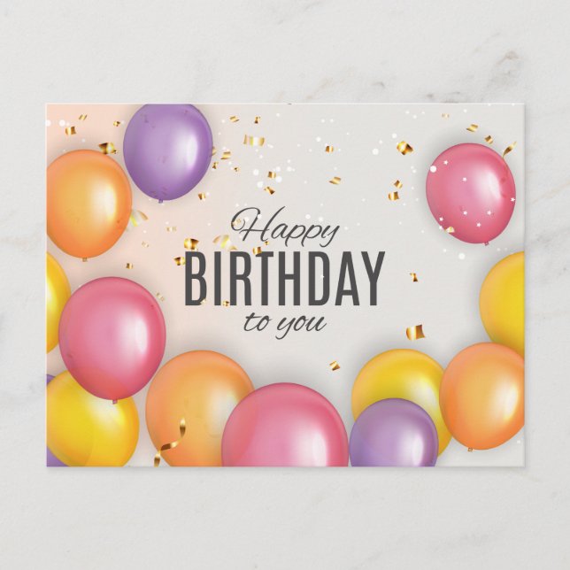Postal Globos de cumpleaños modernos y divertidos con con (Anverso)