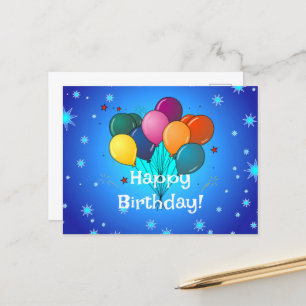 Postal Globos de la celebración del cumpleaños feliz