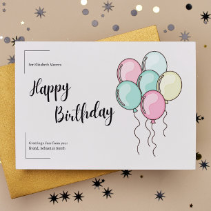 Postal Globos de Pastel Feliz Cumpleaños