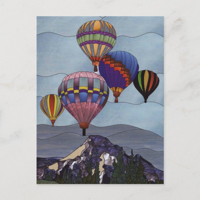 Postal Globos del aire caliente del vitral (Anverso)