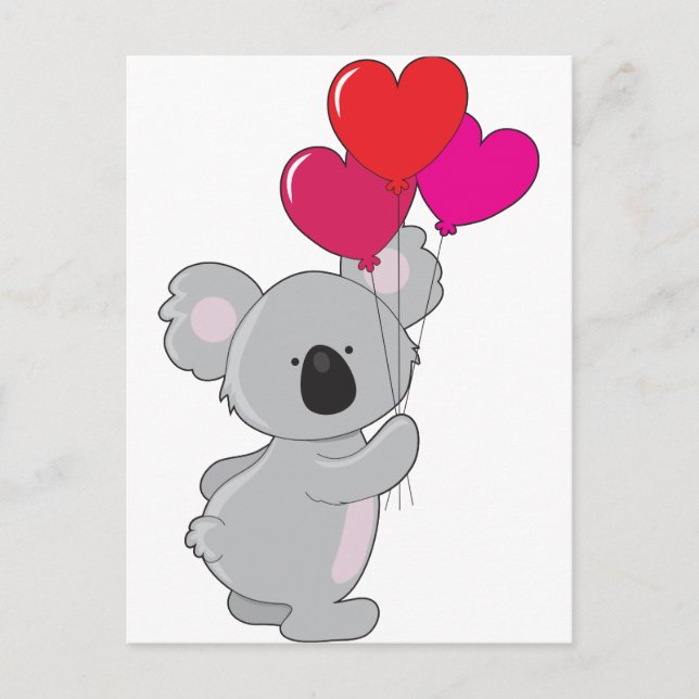 Postal Globos del Corazón de Koala (Anverso)