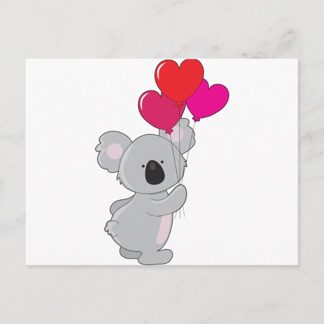 Postal Globos del Corazón de Koala (Anverso)