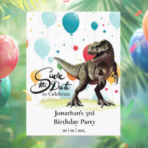 Postal Globos Dinosaurio T-Rex Salva la fecha 