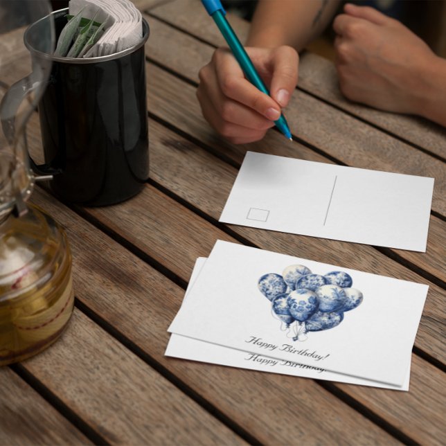 Postal Globos en Delft Blue personalizables (Subido por el creador)