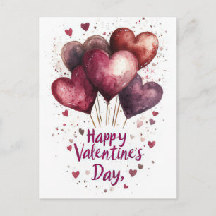 Postal Globos en forma de corazón saludo de San Valentín