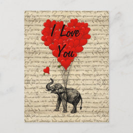 Postal Globos en forma de elefante y corazón