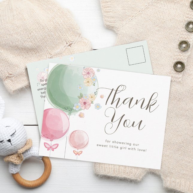 Postal Globos Lindos | Agradecimiento para Baby Shower (Cute Balloons | Baby Shower Thank You Postcard)