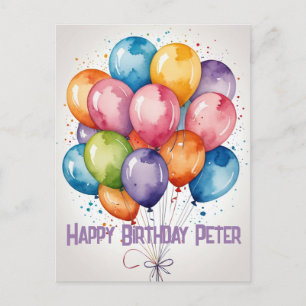 Postal Globos personalizados de Feliz Cumpleaños invitan