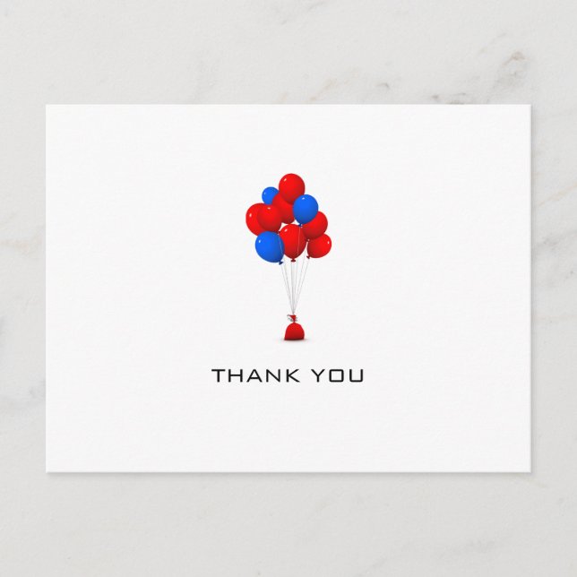 Postal Globos Rojos y Azules - Gracias por publicar tarje (Anverso)