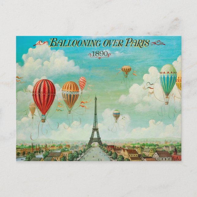 Postal Globos vintage de PixDezines sobre parís (Anverso)