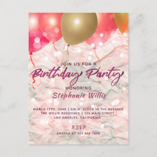 Postal Globos Y Esparkles En La Fiesta De Cumpleaños Del