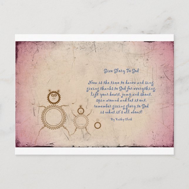 Postal Gloria al poema de Dios de Kathy Clark (Anverso)