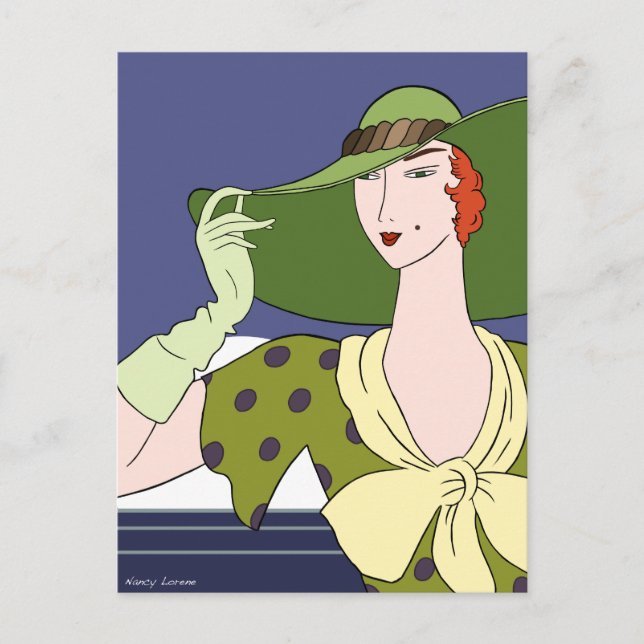 Postal Gloria en verde y amarillo (Anverso)
