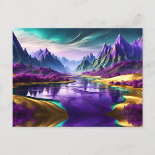 Postal Glorioso paisaje morado y dorado