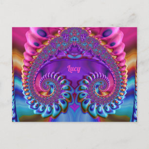 Postal Glosina Postcard 3D Pink Blue Púrpura Zany LUCY