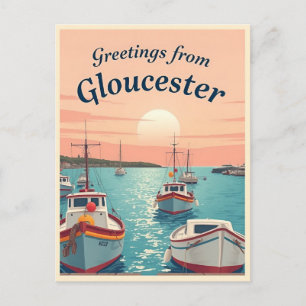 Postal Gloucester, Massachusetts – Barcos de Pesca Vintag