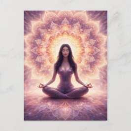 Postal Glowing Mandala Meditation Woman Custom Name      