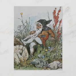 Postal Gnome con su barba atrapada en un tronco