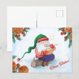 Postal Gnome de invierno en la nieve