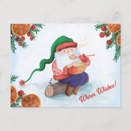 Postal Gnome de invierno en la nieve