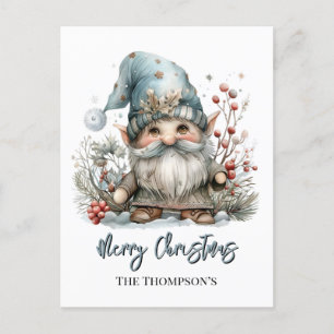 Postal Gnome escandinavo en Navidades bebés azules