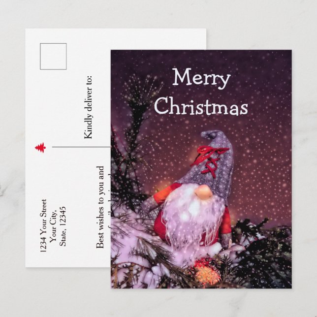 Postal Gnome Feliz Navidad Para Las Fiestas (Anverso / Reverso)