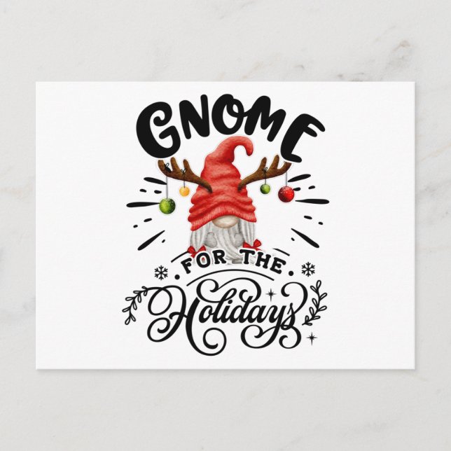 Postal Gnome For The Holidays Christmas Gnome Antlers (Anverso)