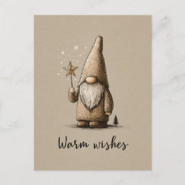 Postal Gnome Illustration with "Warm Wishes" Text