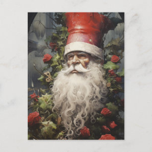 Postal Gnome navidades en un Bush Rosa