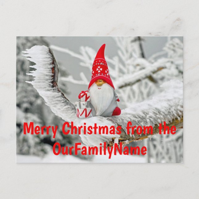 Postal Gnome Santa Navidades Personalizar Postcard (Anverso)