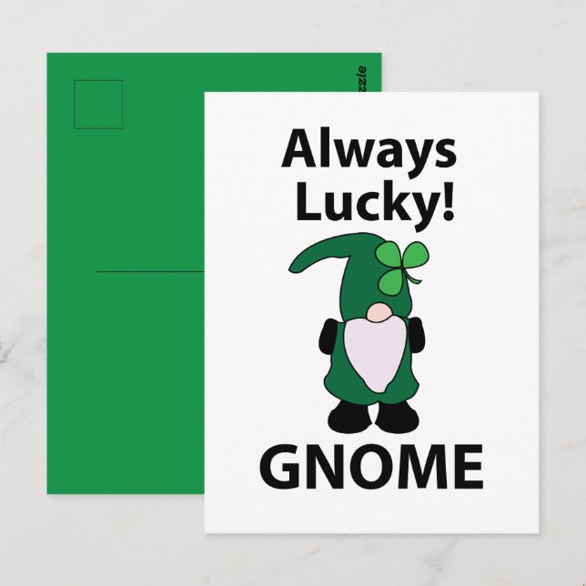 Postal Gnome Shamrock Lucky St Patricks Day Gnome (Anverso / Reverso)