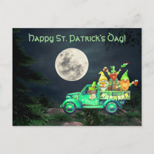 Postal Gnomes irlandeses y luna llena Día de San Patricio