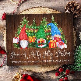 Postal Gnomes Navidades de Fun Calligraphy Wood Holly Jol