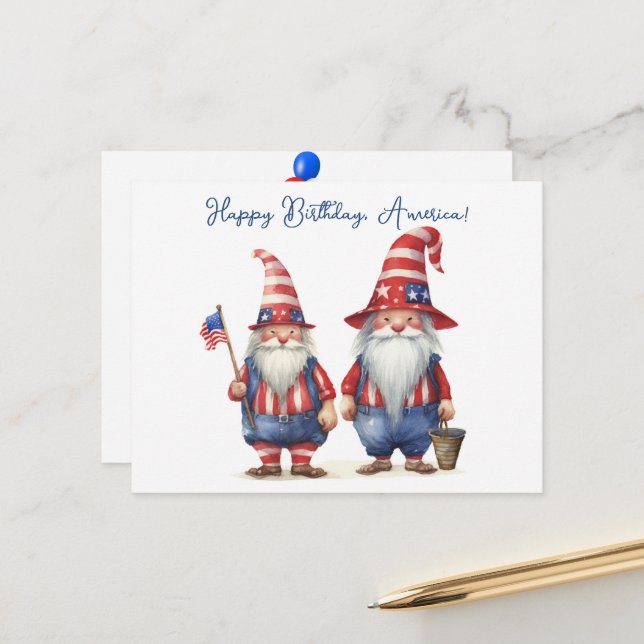 Postal Gnomes patrióticos estadounidenses (Anverso/Reverso In Situ)