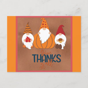 Postal Gnomo Adorable Dan Gracias a Todos Otoño