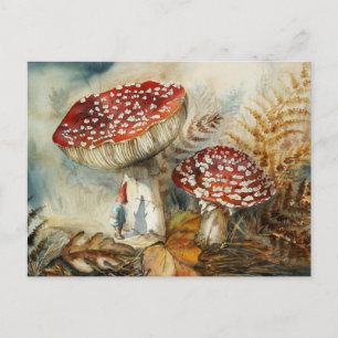 Postal gnomo de acuarela