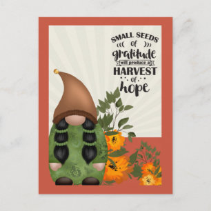 Postal Gnomo de gratitud de cosecha de otoño