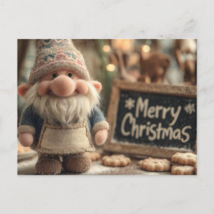 Postal Gnomo de Navidad con galletas y Feliz Navidad