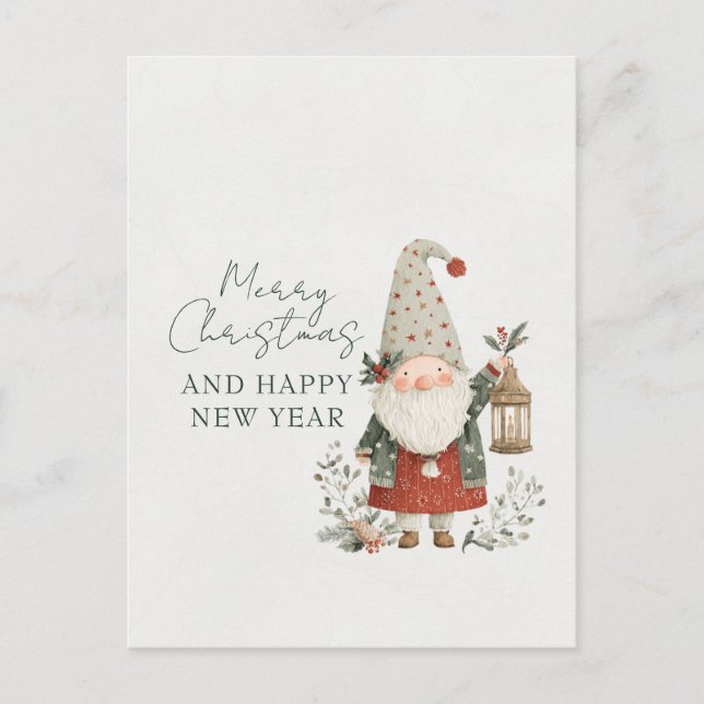 Postal Gnomo de Navidad minimalista linda (Anverso)